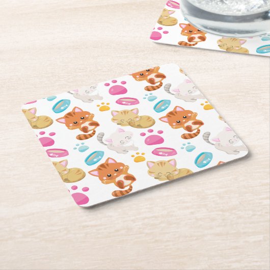 Krattenpatroon, stutten, Kat, Kittens, poten Kartonnen Onderzetters (Schuin)
