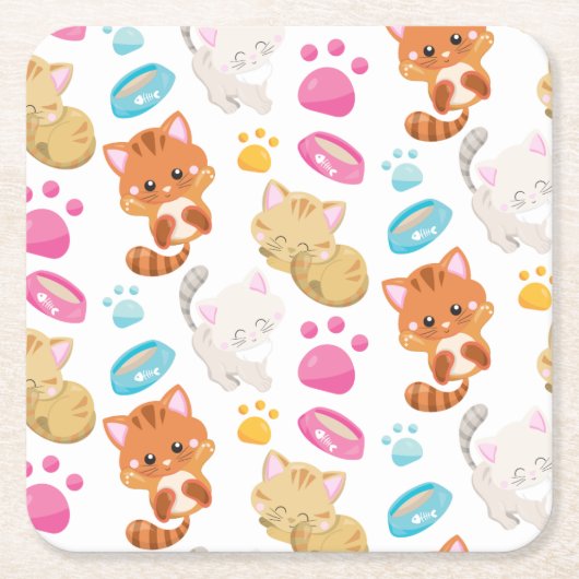 Krattenpatroon, stutten, Kat, Kittens, poten Kartonnen Onderzetters (Voorkant)