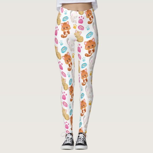 Krattenpatroon, stutten, Kat, Kittens, poten Leggings (Voorkant)