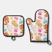 Krattenpatroon, stutten, Kat, Kittens, poten Ovenwant & Pannenlap Set (Voorkant)