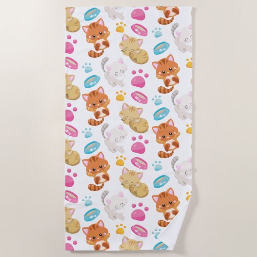 Krattenpatroon, stutten, Kat, Kittens, poten Strandlaken (Voorkant)