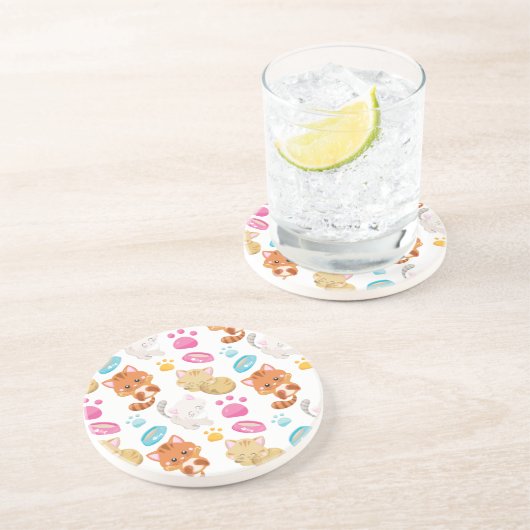 Krattenpatroon, stutten, Kat, Kittens, poten Zandsteen Onderzetter (Zijkant)