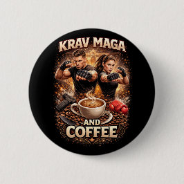 Krav Maga and Coffee Ronde Button 5,7 Cm