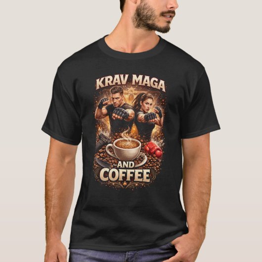 Krav Maga and Coffee T-shirt (Voorkant)