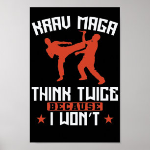 Krav Maga Denk tweemaal omdat ik niet sport Poster