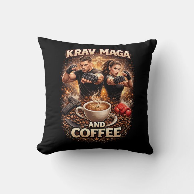 Krav Maga en Koffie Kussen (Voorkant)