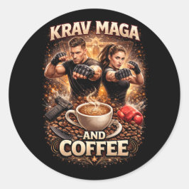 Krav Maga en koffie Ronde Sticker