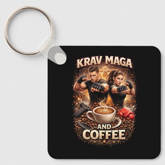 Krav Maga en Koffie Sleutelhanger (Voorkant)