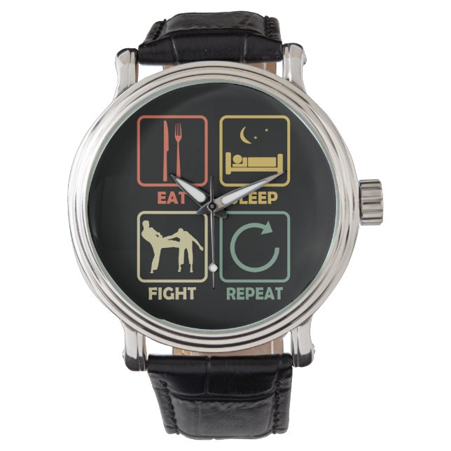 Krav Maga fight military martial arts Eat retro Horloge (Voorkant)