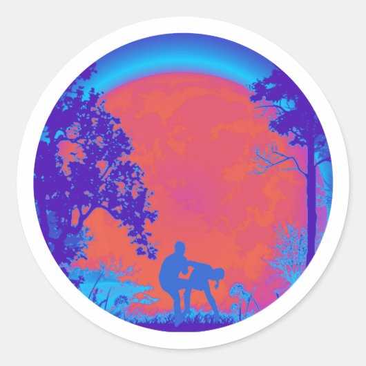 Krav Maga Groin Kick Volle Maan Sticker Neon (Voorkant)