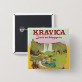 Kravica Waterfall Bosnië en Herzegovina Vierkante Button 5,1 Cm (Voorkant /achterkant)
