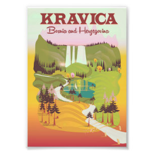 Kravica-watervallen Bosnië en Herzegovina Foto Afdruk