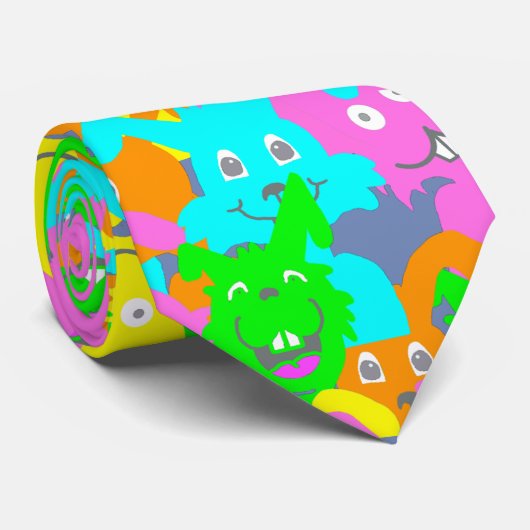 KRAZY EASTER BUNNIES by Slipperywindow Stropdas (Opgerold)