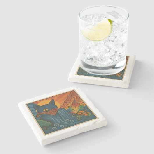 Krazy Kat Zonnebloem onderzetter (Zijkant)