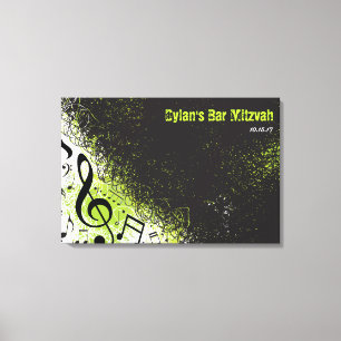 KRAZY MUSICAL NOTES Bar Mitzvah Sign-In Board Canvas Afdruk