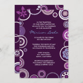 KRAZY POLKA DOT Bat Mitzvah Invitation Paars Kaart (Voorkant / Achterkant)