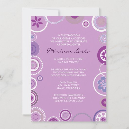 KRAZY POLKA DOT Bat Mitzvah Invitation Roze Kaart (Voorkant)