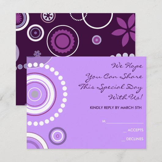 KRAZY POLKA DOT Wedding Invitation Reply Card RSVP Kaartje (Voorkant / Achterkant)