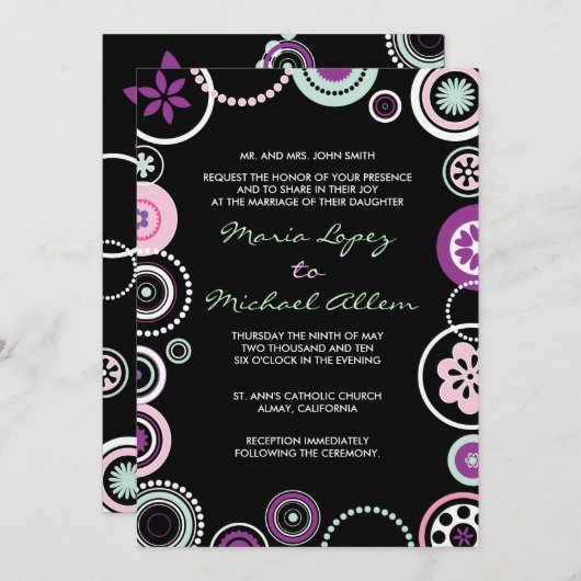 KRAZY POLKA DOTS Abstracte bruiloft uitnodiging (Voorkant / Achterkant)