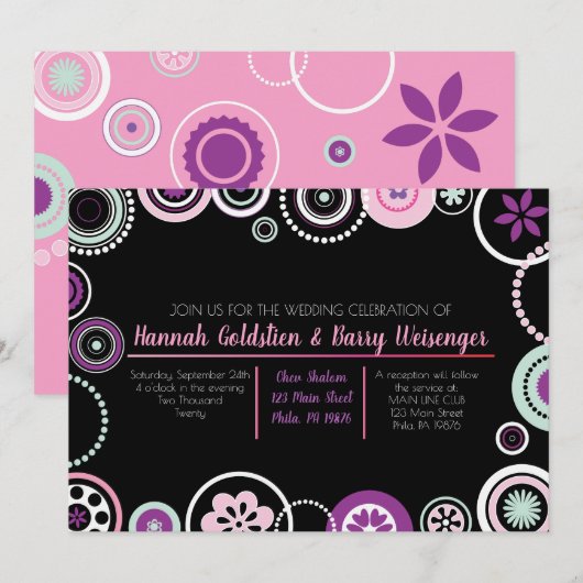 KRAZY POLKA DOTS Abstracte bruiloft uitnodiging (Voorkant / Achterkant)