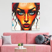 Kreative Illustration einer rothaarigen Frau Canvas Afdruk (Insitu (Woonkamer))
