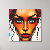Kreative Illustration einer rothaarigen Frau Canvas Afdruk (Voorkant)