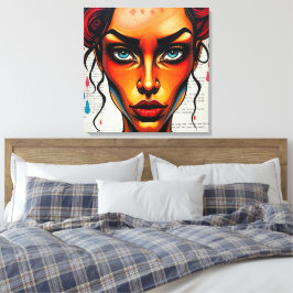 Kreative Illustration einer rothaarigen Frau Canvas Afdruk