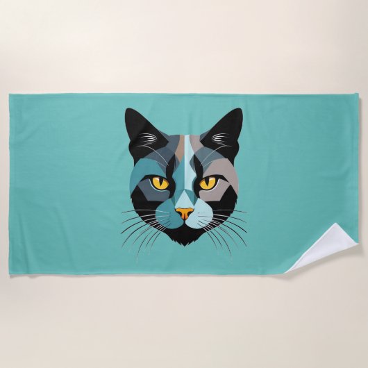 Kreative Katzenkopf Illustration Strandlaken (Voorkant)