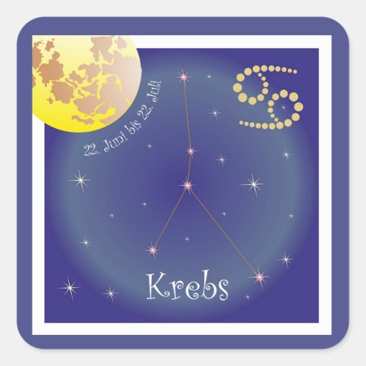 Krebs 22. Juni bis 22. Juli Aufkleber Vierkante Sticker (Voorkant)