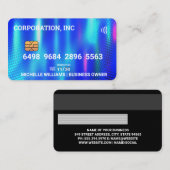 Krediet | Bankpas | Blauw metaal Visitekaartje (Voorkant / Achterkant)