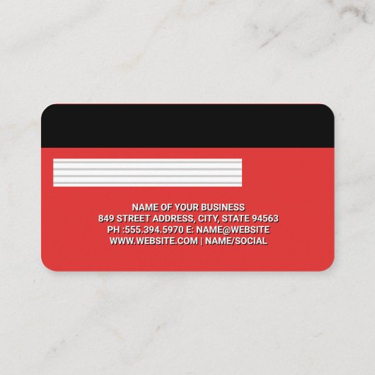 Krediet | Bankpas | Rood Visitekaartje (Achterkant)