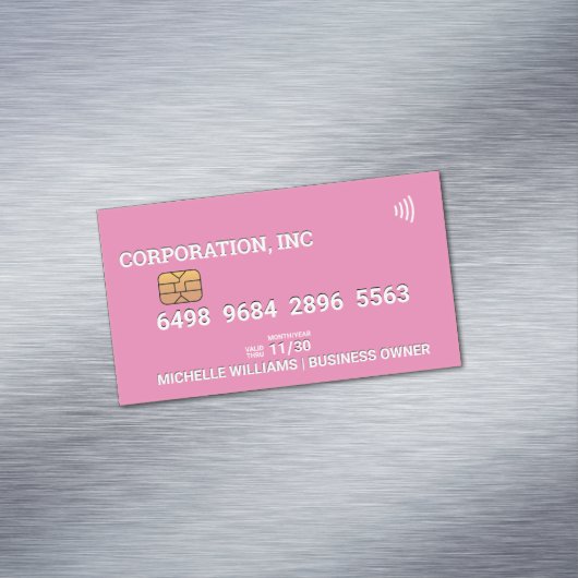 Krediet | Bankpas | Roze Magnetisch Visitekaartje (Voorbeeld)