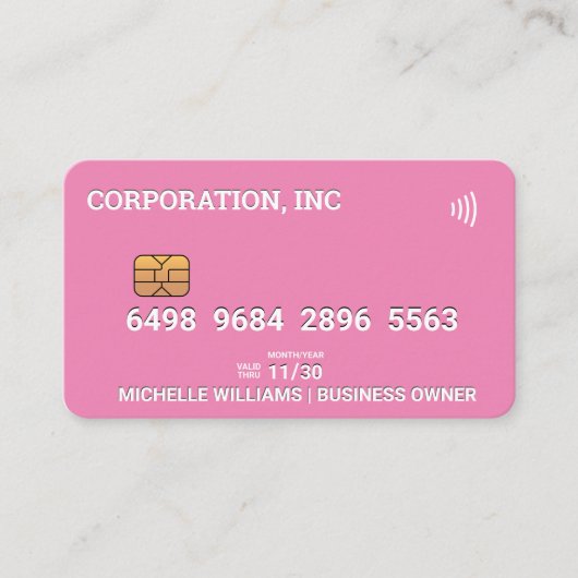 Krediet | Bankpas | Roze Visitekaartje (Voorkant)