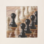 Kredieten op de kade sjaal<br><div class="desc">Black and white chess pieces</div>