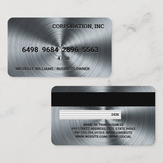 KredietKaart | Achtergrond bewerkte metalen Visitekaartje (Voorkant / Achterkant)