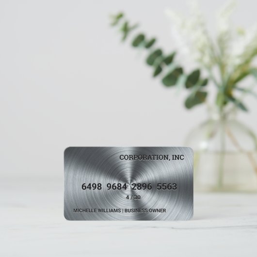 KredietKaart | Achtergrond bewerkte metalen Visitekaartje (Staand voorkant)