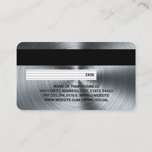 KredietKaart | Achtergrond bewerkte metalen Visitekaartje (Achterkant)