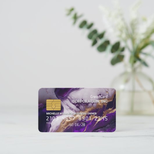 KredietKaart | Blauwe Paarse goudmarmer Visitekaartje (Staand voorkant)
