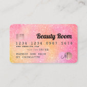 Kredietkaart gele roze glitter gradiëntloyaliteit visitekaartje (Voorkant)