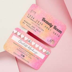 Kredietkaart gele roze glitter gradiëntloyaliteit visitekaartje
