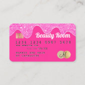 Kredietkaart glitter druist schoonheidsroze monogr visitekaartje (Voorkant)