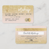 Kredietkaart goud glitter blush roze giro monogram visitekaartje (Voorkant / Achterkant)
