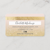 Kredietkaart goud glitter blush roze giro monogram visitekaartje (Achterkant)