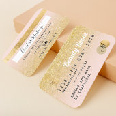 Kredietkaart goud glitter schoonheidsroze monogram visitekaartje