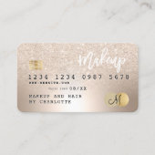 Kredietkaart goud metaalhaar glitter monogram visitekaartje (Voorkant)