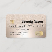 Kredietkaart goud metalen schoonheidsglitter monog visitekaartje (Voorkant)