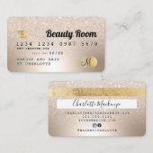 Kredietkaart goud metalen schoonheidsglitter monog visitekaartje (Voorkant / Achterkant)