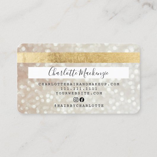 Kredietkaart gouden bokee schoonheidsmonogram visitekaartje (Achterkant)