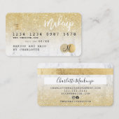 Kredietkaart goudglitter marmer girale monogram visitekaartje (Voorkant / Achterkant)