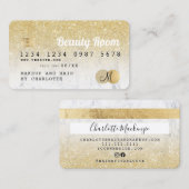 Kredietkaart goudglitter marmer visitekaartje (Voorkant / Achterkant)